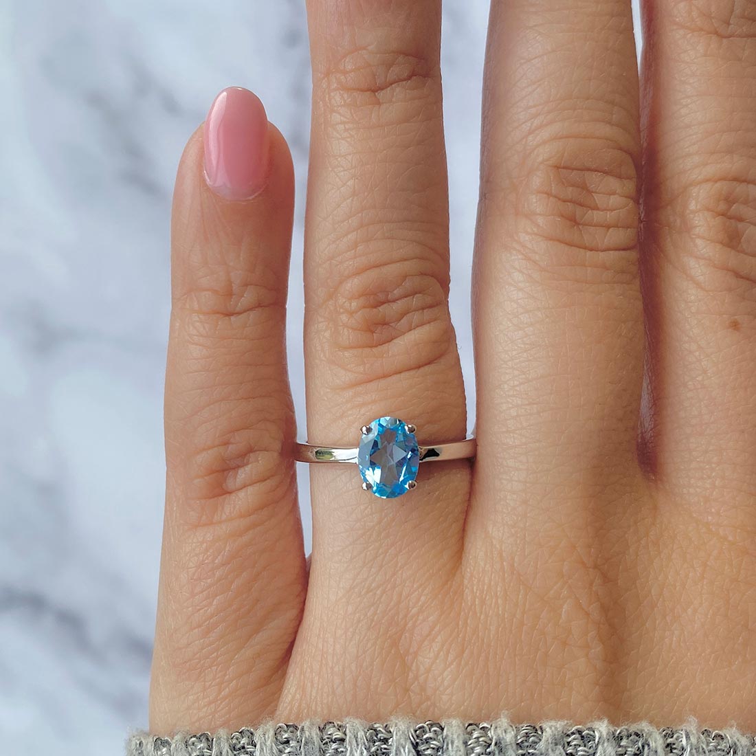 Swiss Blue Topaz Ring-(SBTZ-SR-249.)
